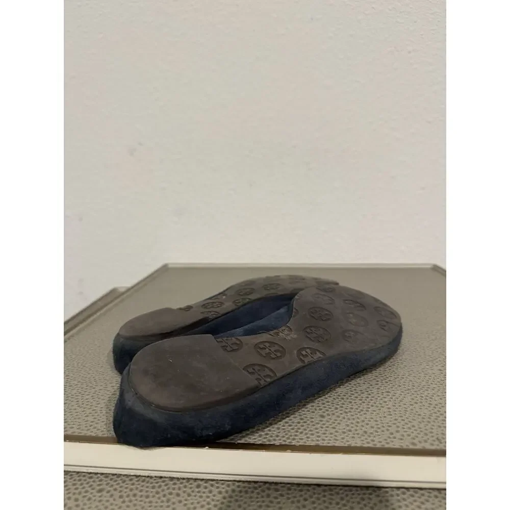 Tory Burch Reva Navy Suede Leather Ballet Flats size 6 M